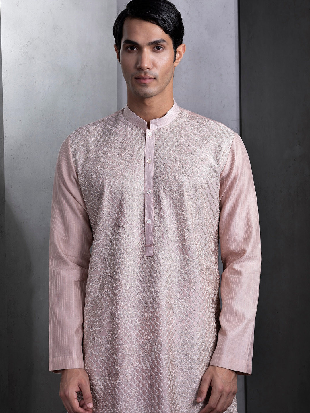 Rohit Gandhi + Rahul Khanna Flared Sleeves Thread Work Strigth Kurta