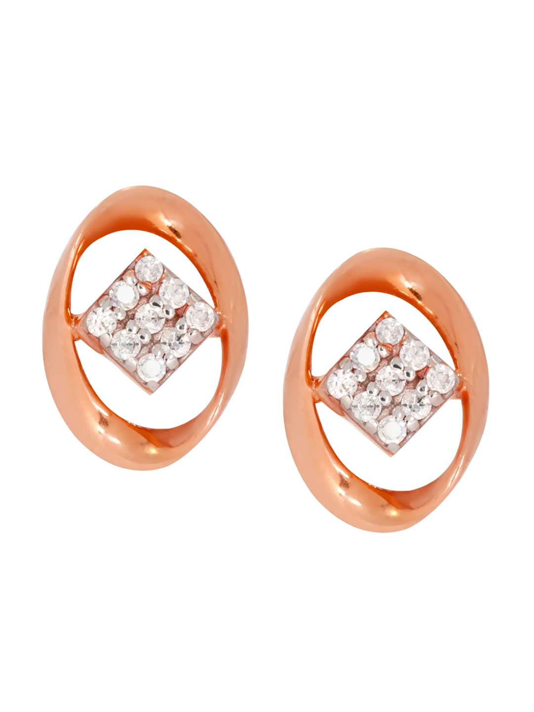 BHIMA 18K Hallmark (750) Purity Yellow Gold Rose Polish Stone Stud