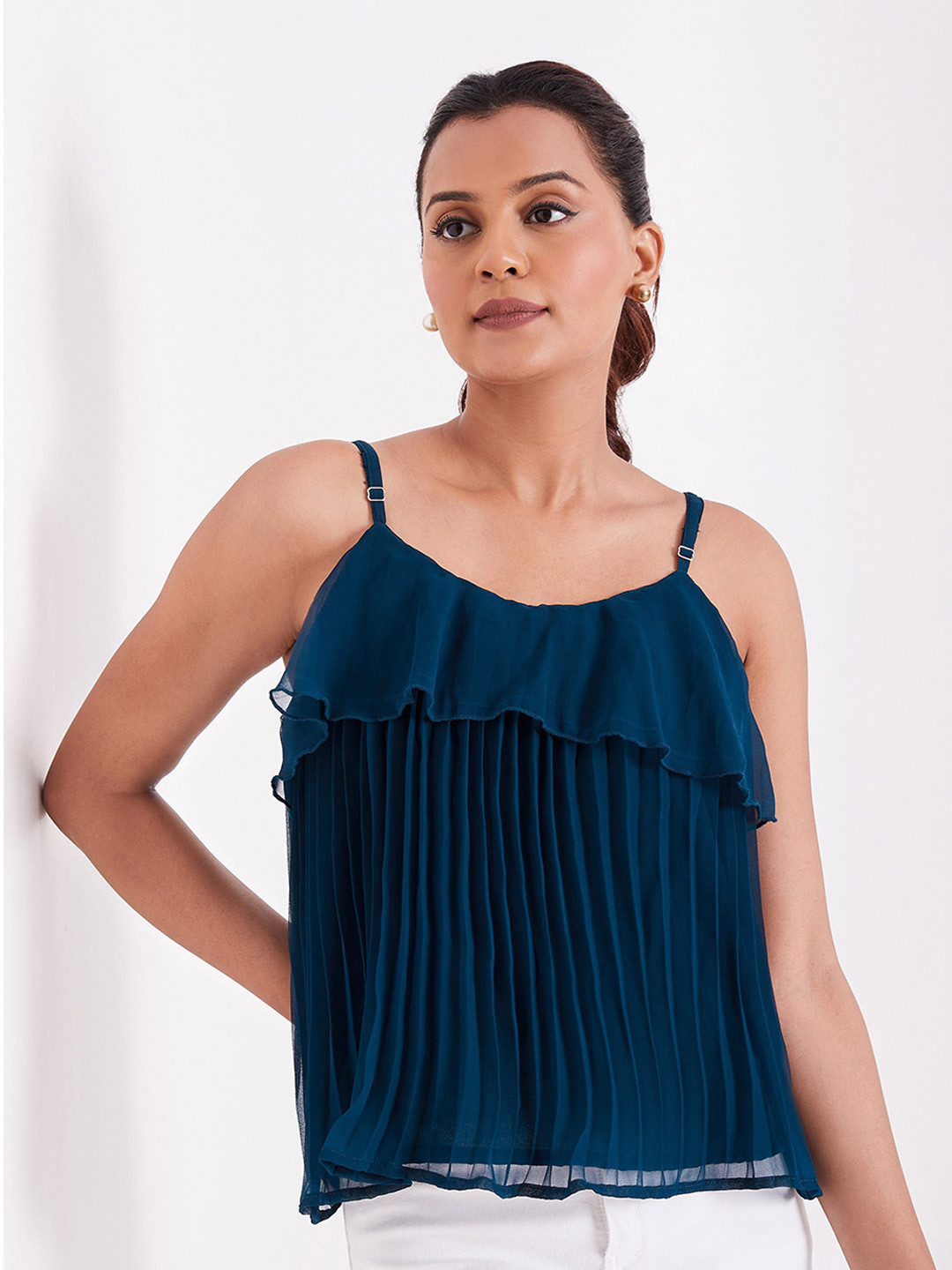 BerryBird Shoulder Straps A-Line Crop Top