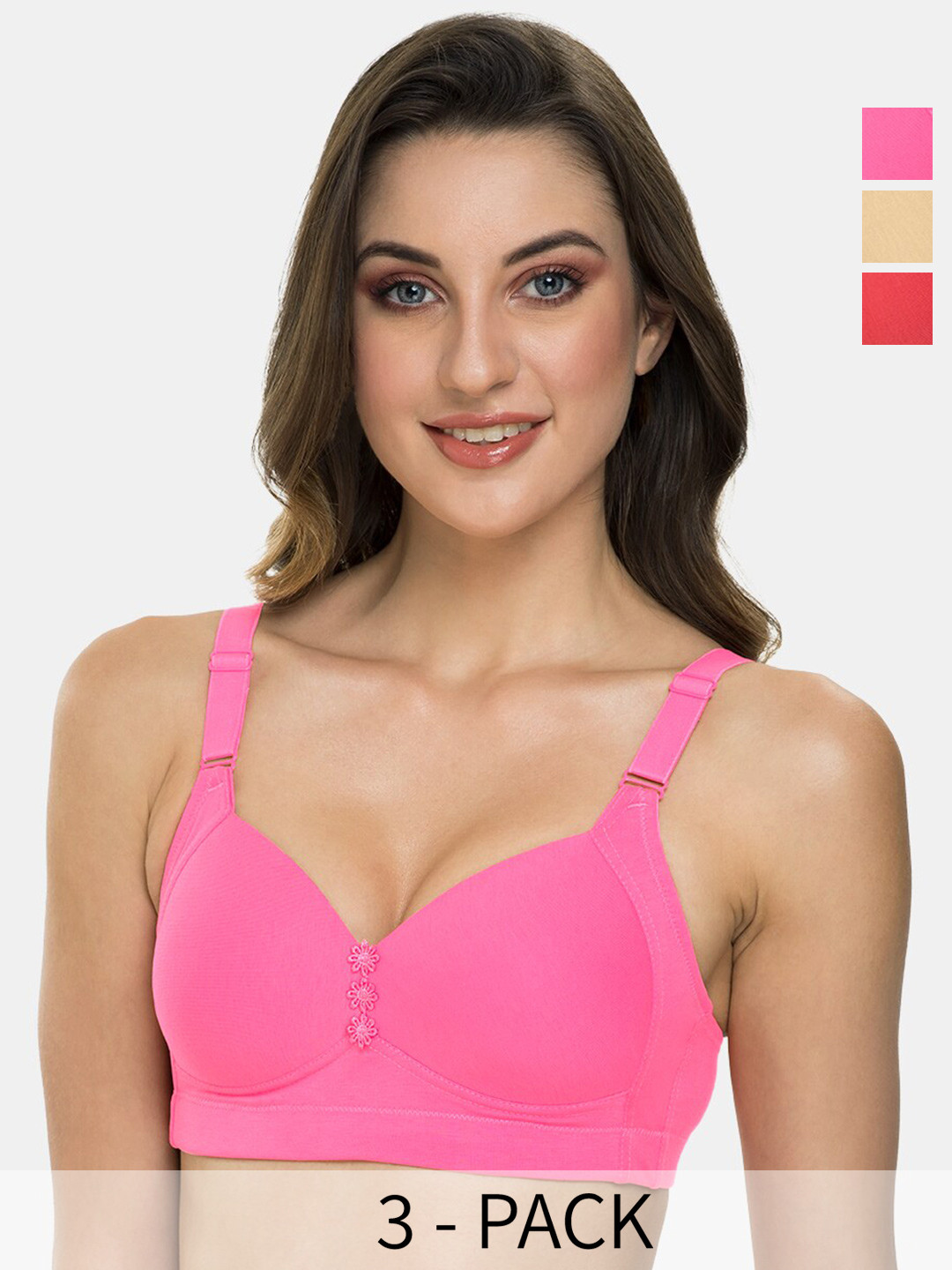 Tweens Pack of 3 Lite Wite Minimiser Support Medium Padded Cotton-Spandex Bra