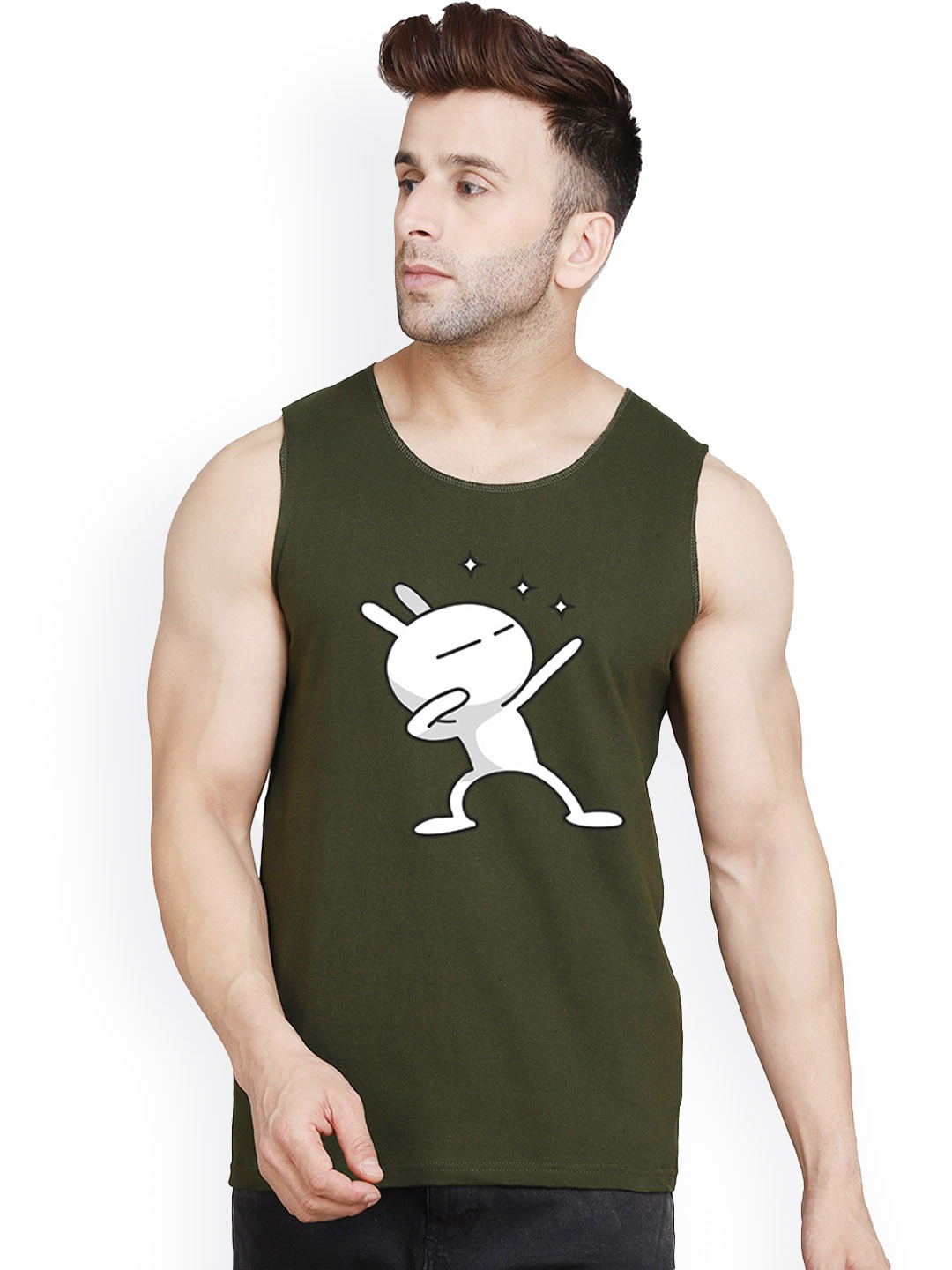 SLOWLORIS Graphic Printed Bio Wash Innerwear Gym SL26 ZOZO OLIVE