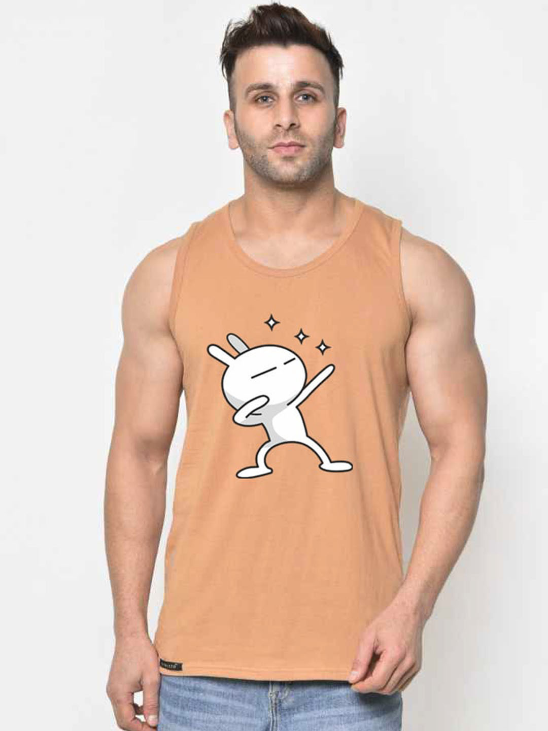 SLOWLORIS Printed Sleeveless Breathable Bio-Wash Innerwear Vests-SL26 ZOZO RUST