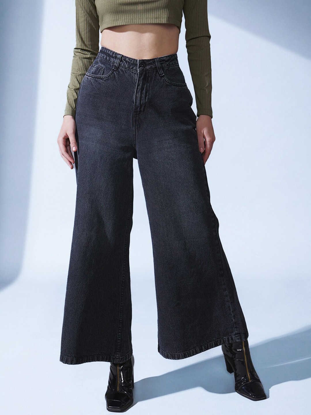 STREET 9 BASICS Women Smart Flared High-Rise Highly Distressed Light Fade Jeans