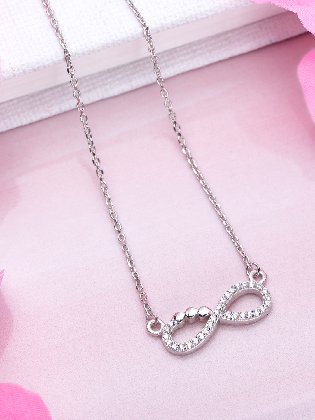 Zavya Rhodium-Plated 925 Sterling Silver Cubic Zirconia Necklace