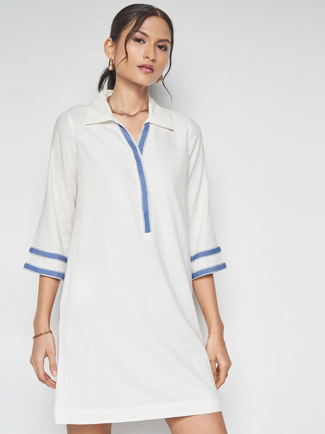 AND Shirt Collar Straight T-shirt Dress