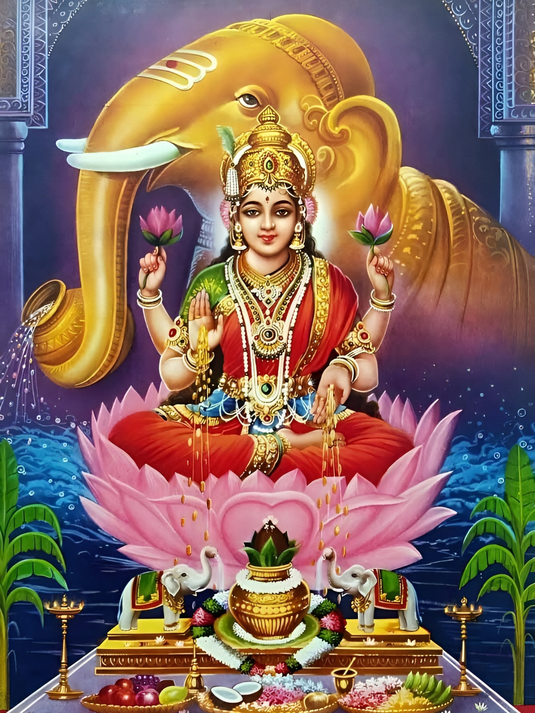 British Terminal Red & Pink Religious Wall Painting