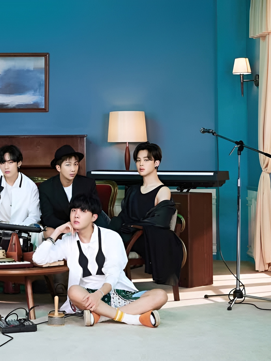 British Terminal Blue & White BTS Boys K-POP Music Band Singer Wall Photograph