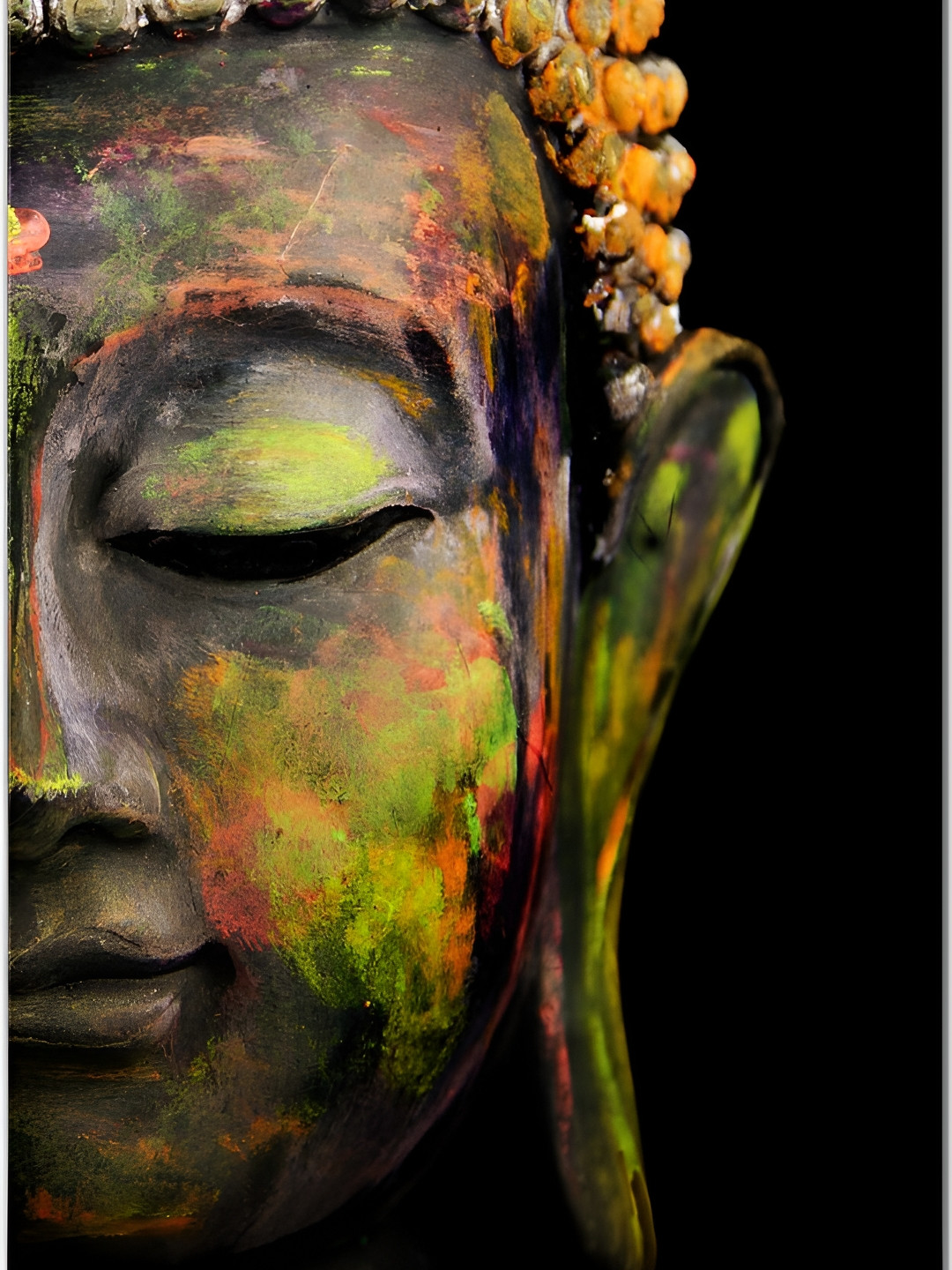 British Terminal Yellow & Orange Buddha Religious Wall Paintings