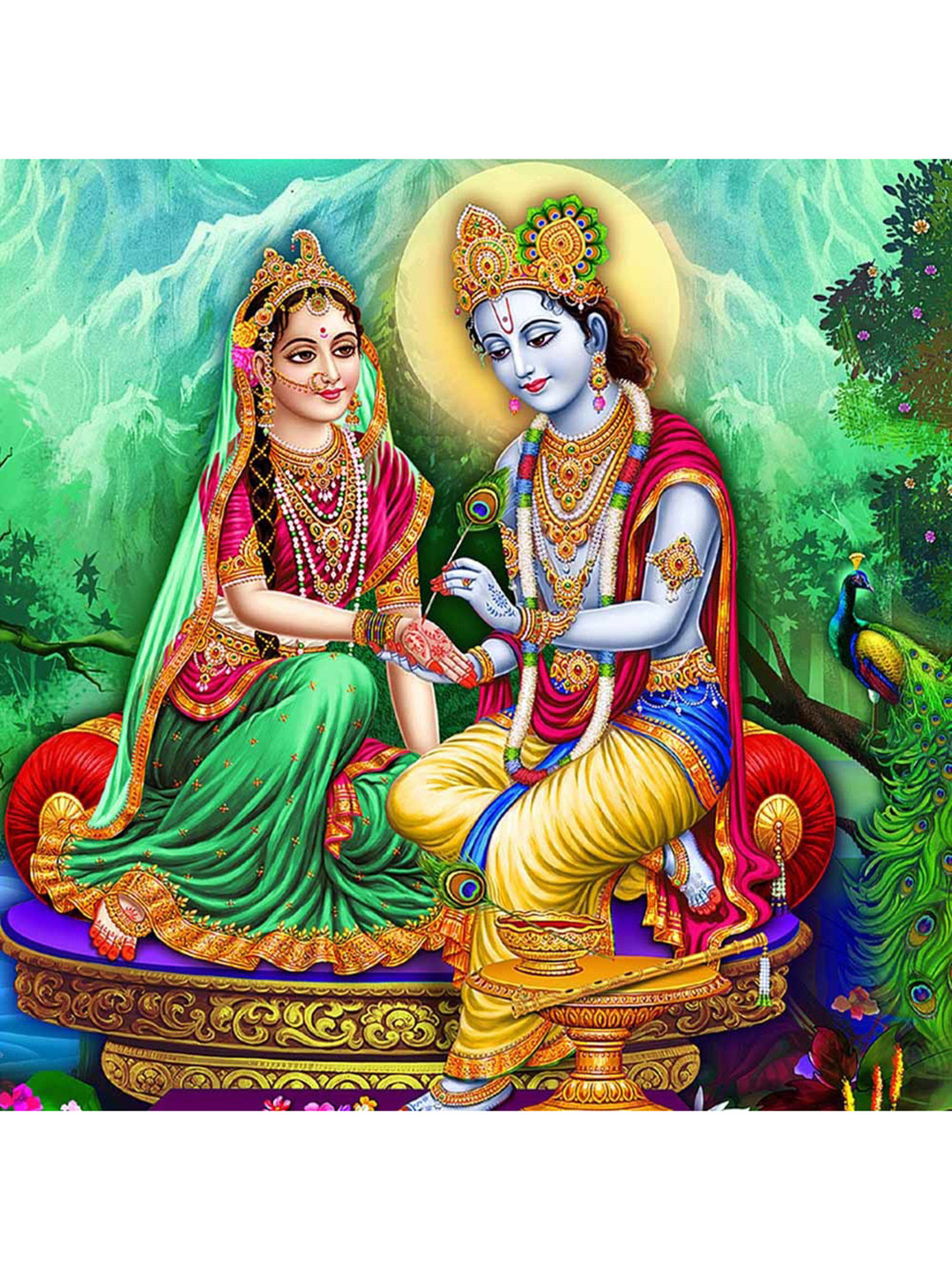 British Terminal Radha krishna Paper Wall Square Paintings Wall Art - 24 x 24In