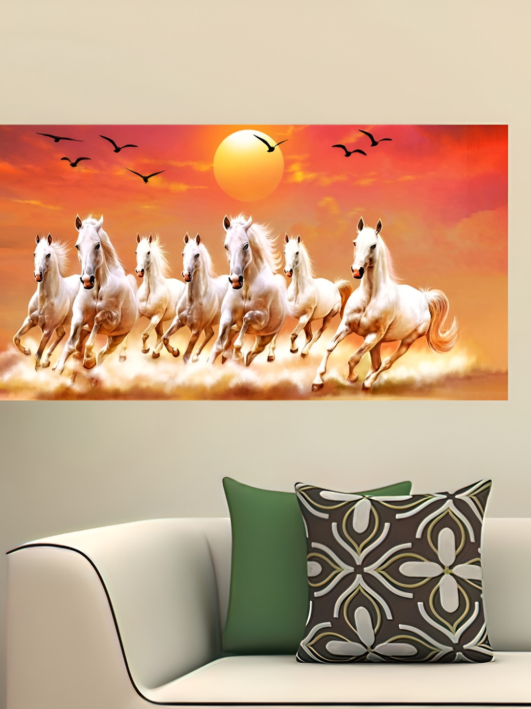 British Terminal Orange & White  7 Horse Vastu Poster Animals Wall Photograph