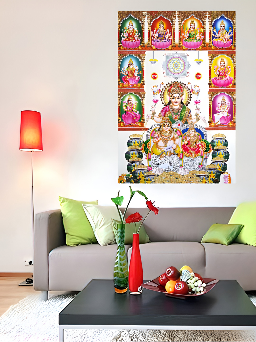 British Terminal Gold-Toned & Green 1 Piece Paper Religious Wall Paintings