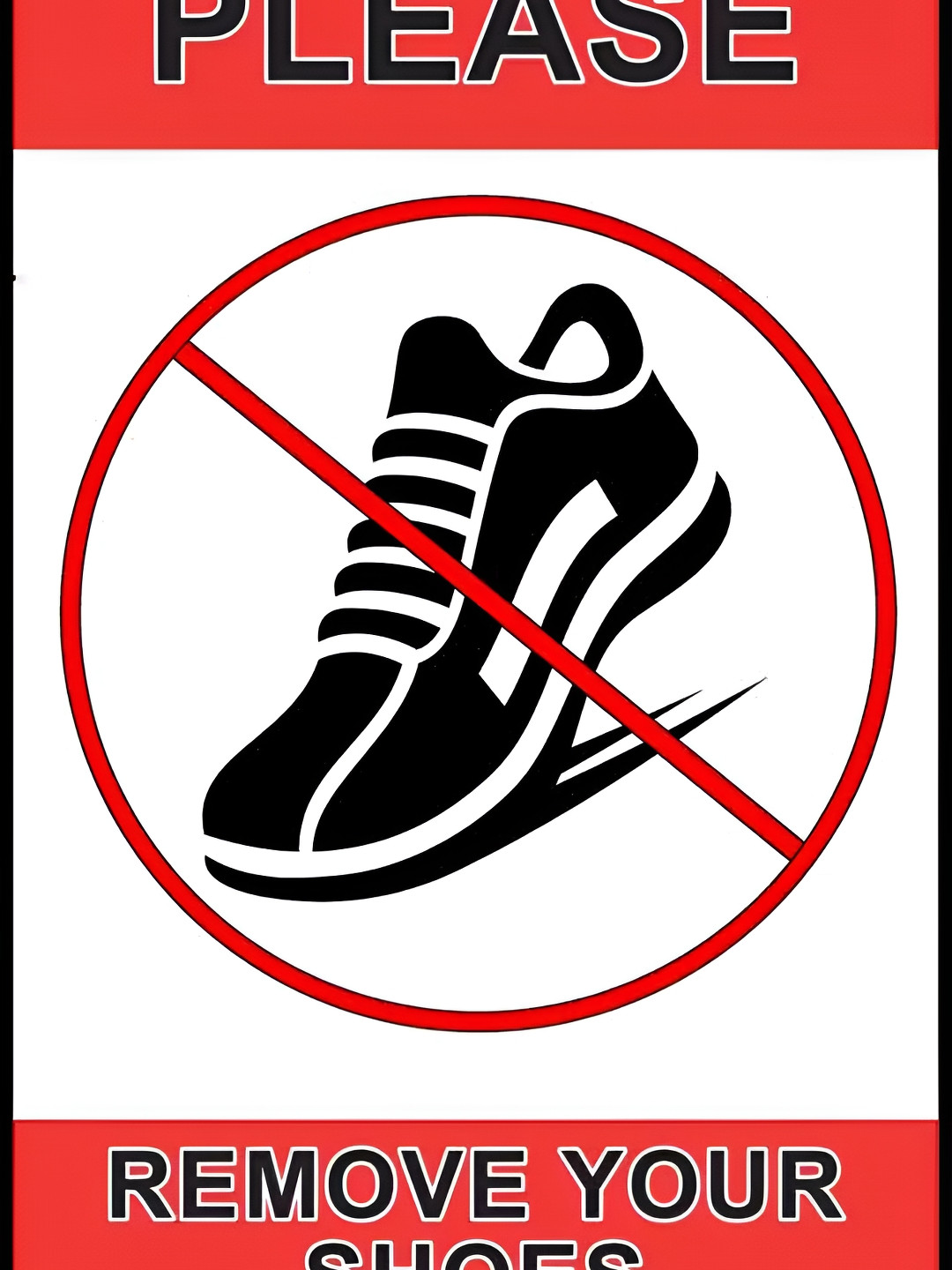 British Terminal Red & Black Please Remove Your Shoes Wall Photograph