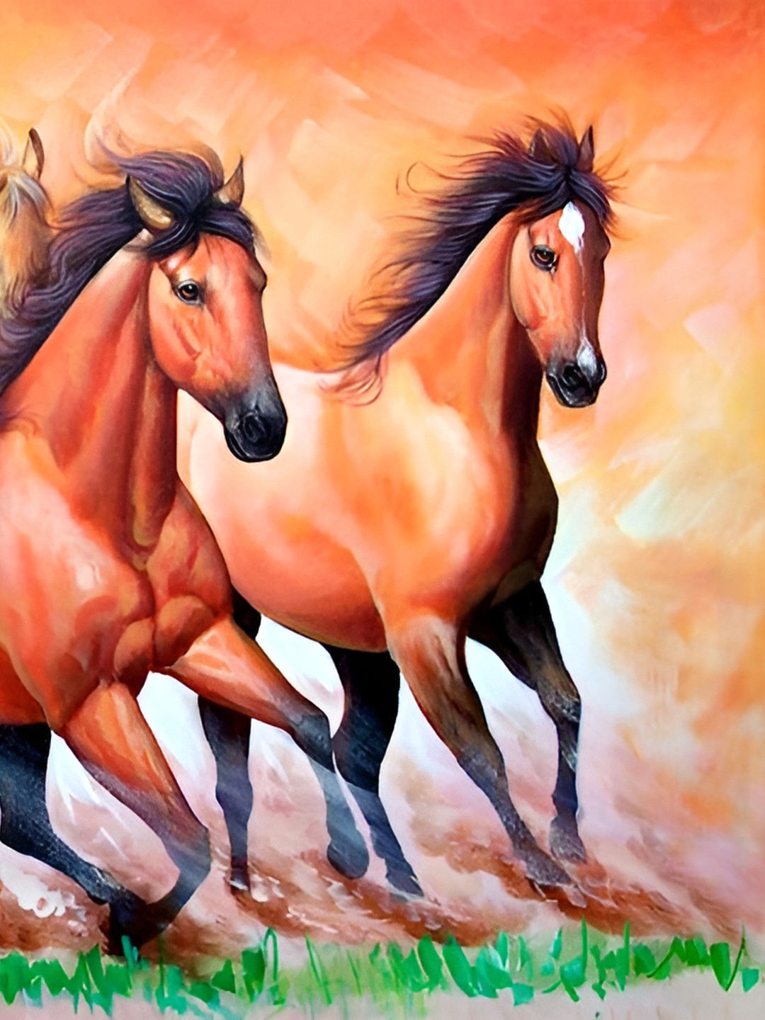 British Terminal Black & Brown 7 Horse Vastu Poster Animals Wall Photograph