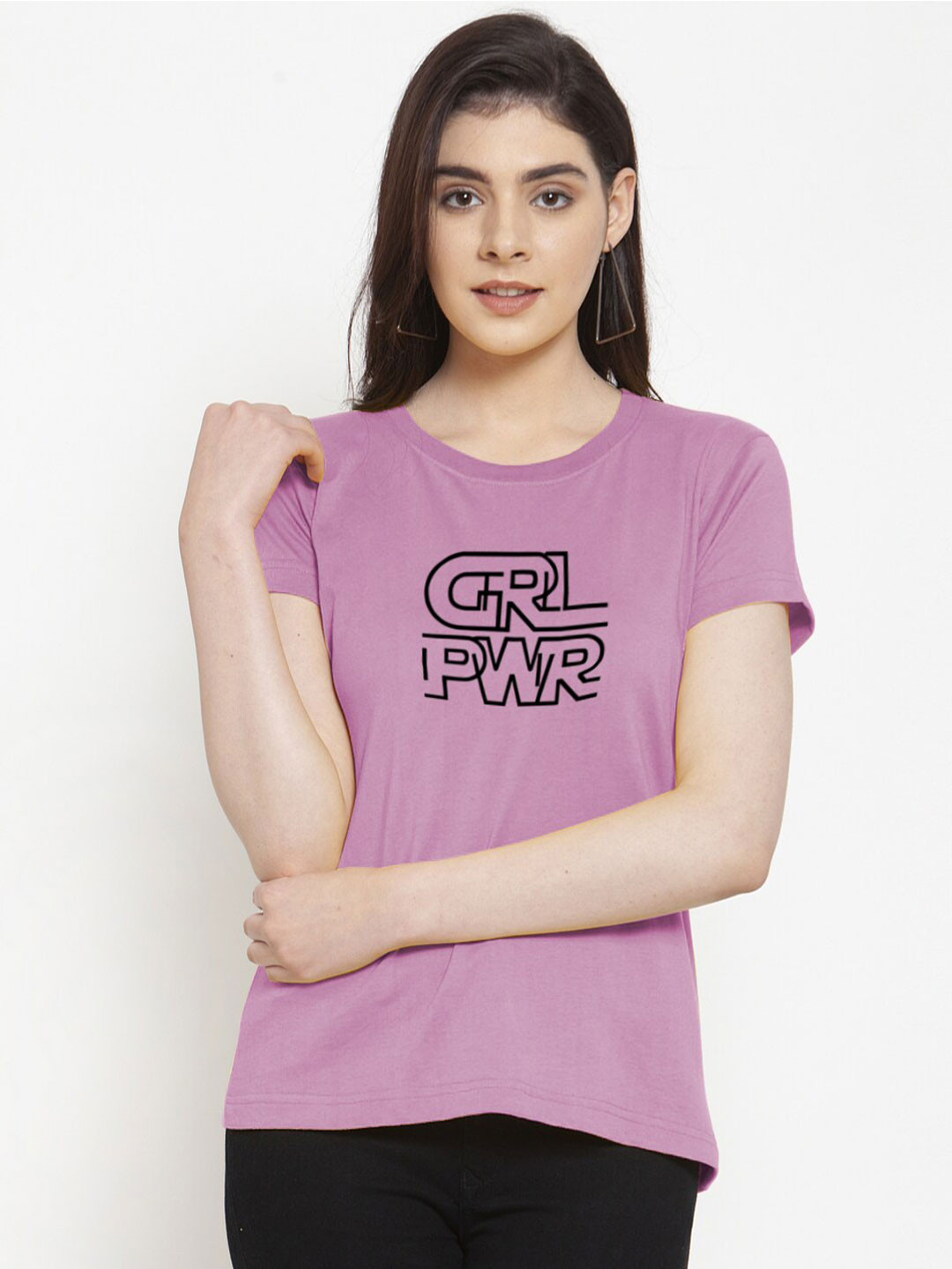 Purple Typography Printed Cotton Regular Fit T-Shirt