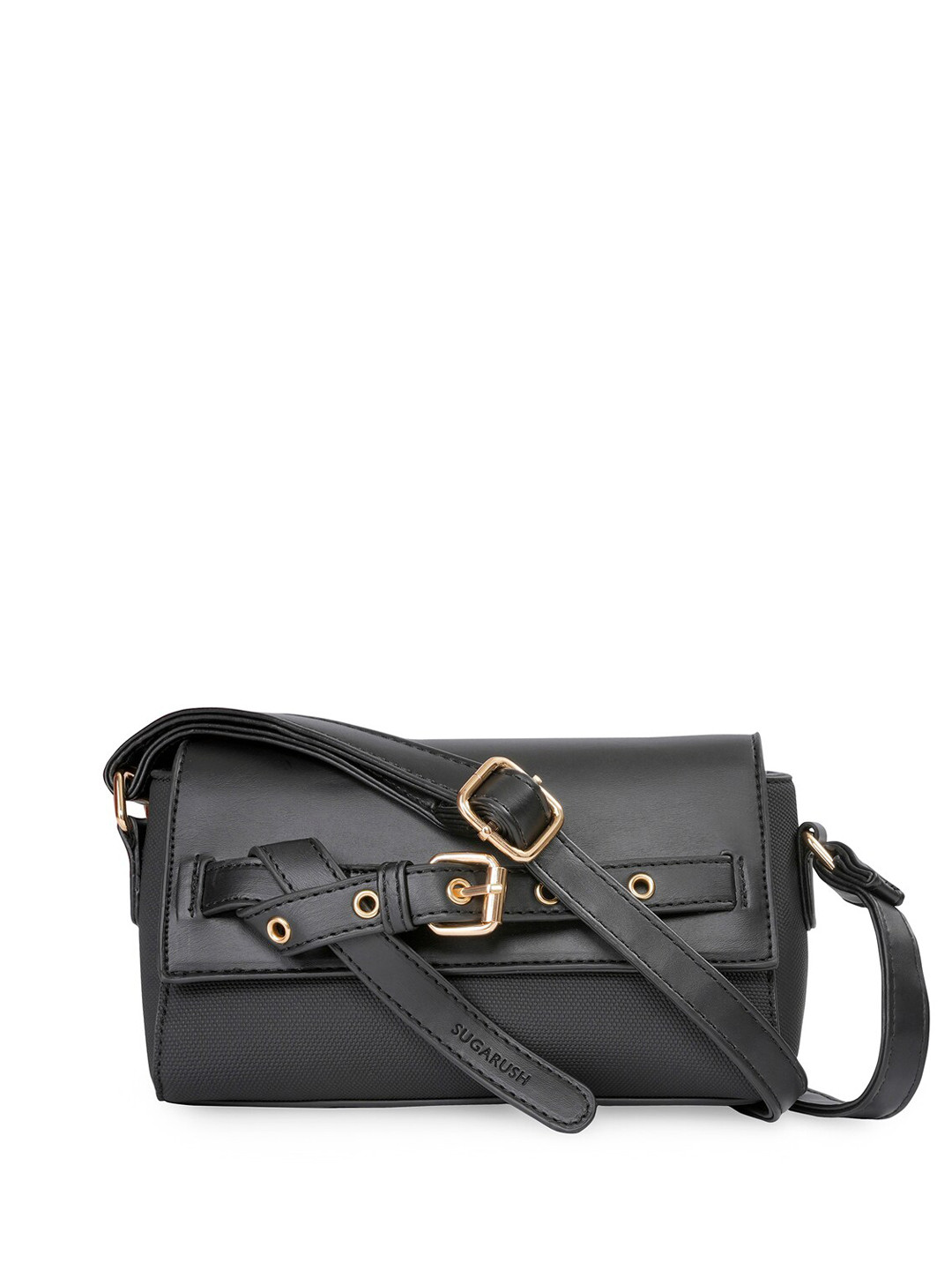 Sugarush PU Structured Sling Bag with Cut Work