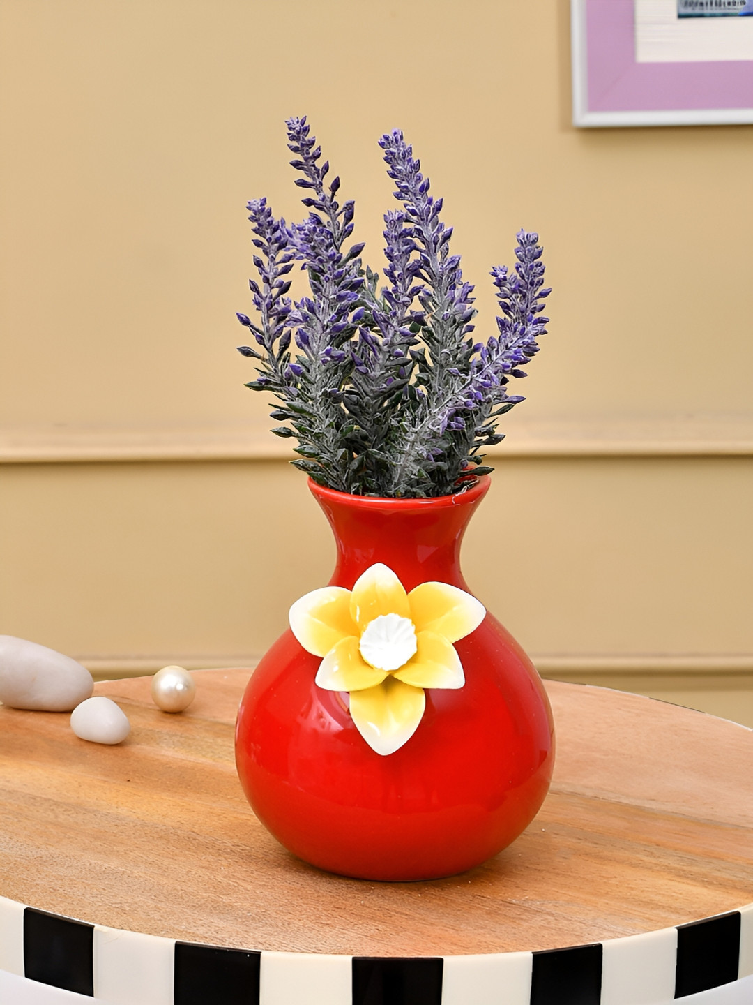 TAYHAA Red Ceramic Flower Vases