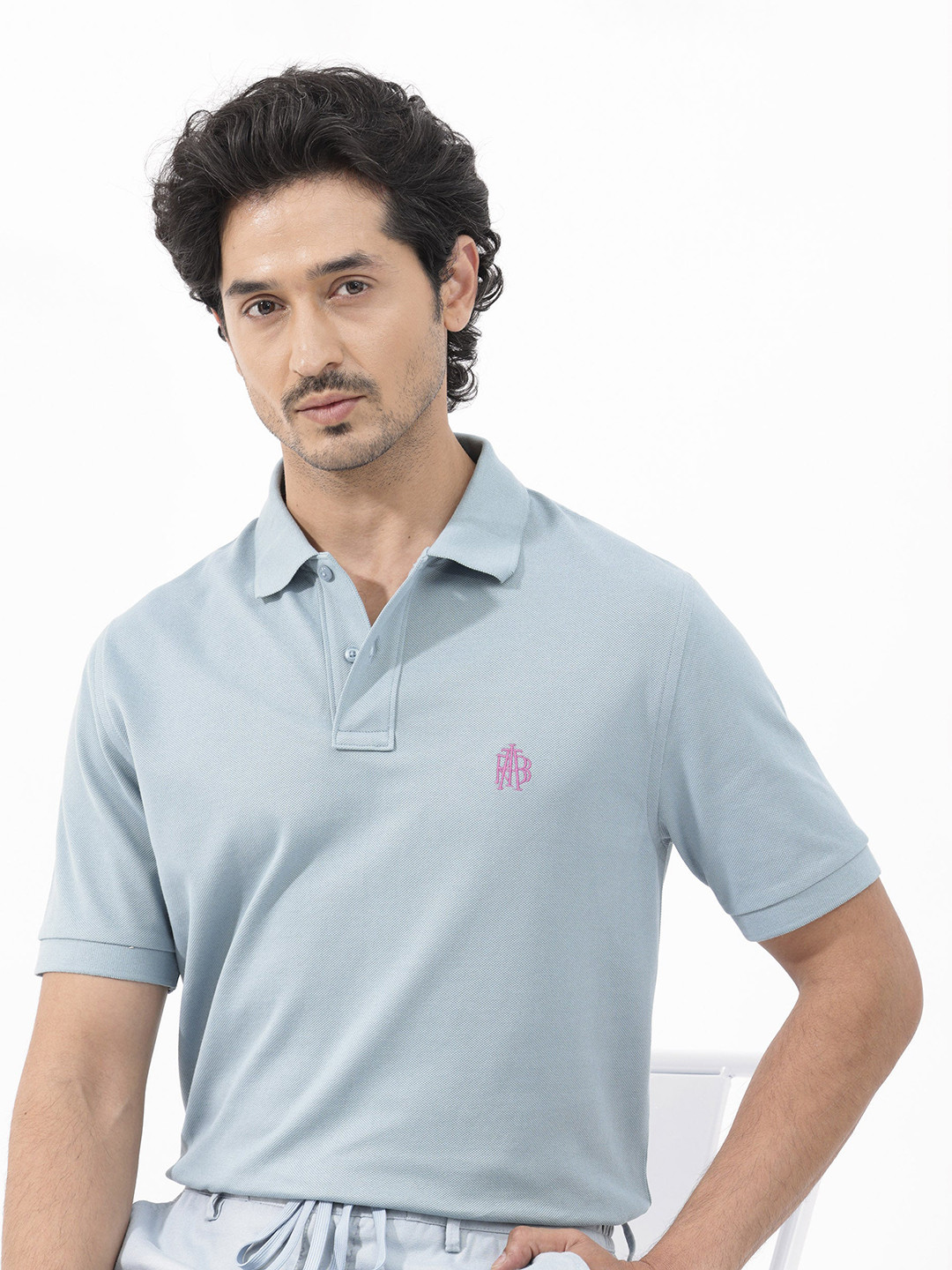 RARE RABBIT Men Pareto Polo Collar Slim Fit T-Shirt