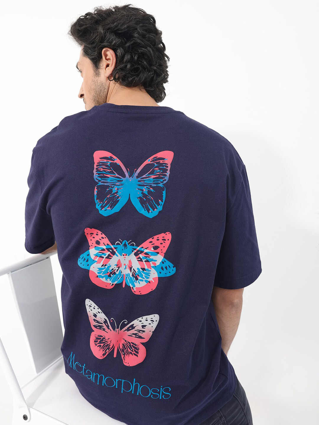 RARE RABBIT Men Meta Oversized Printed T-Shirt