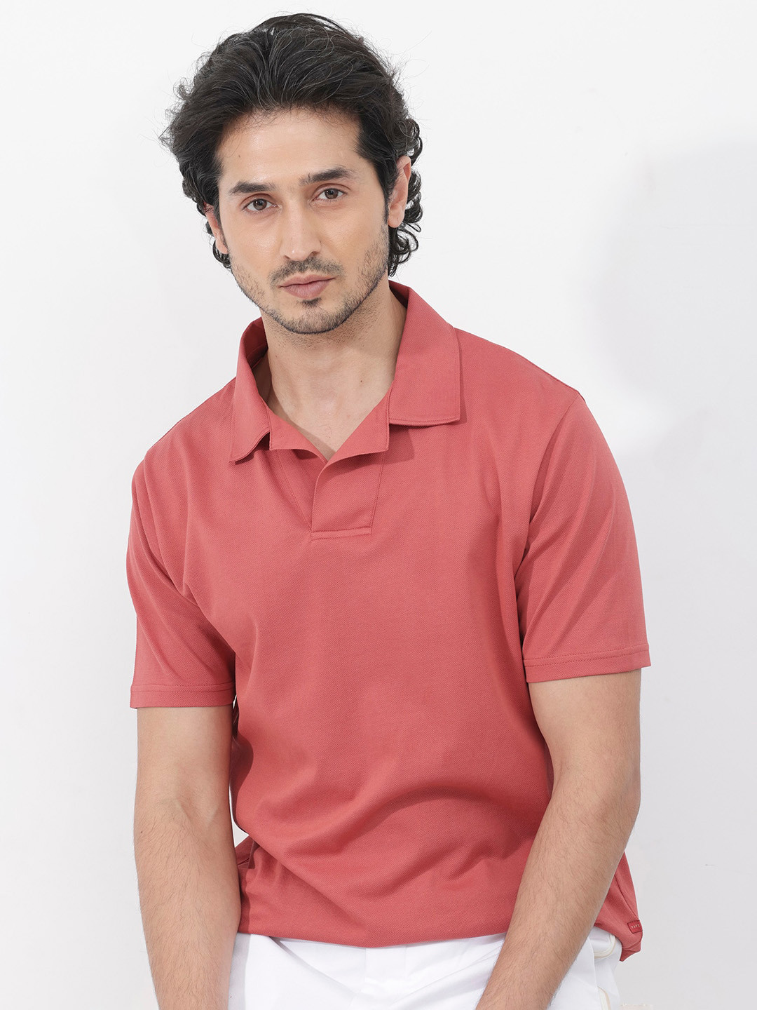 RARE RABBIT Men Brillio Regular Fit Polo Collar T-Shirt