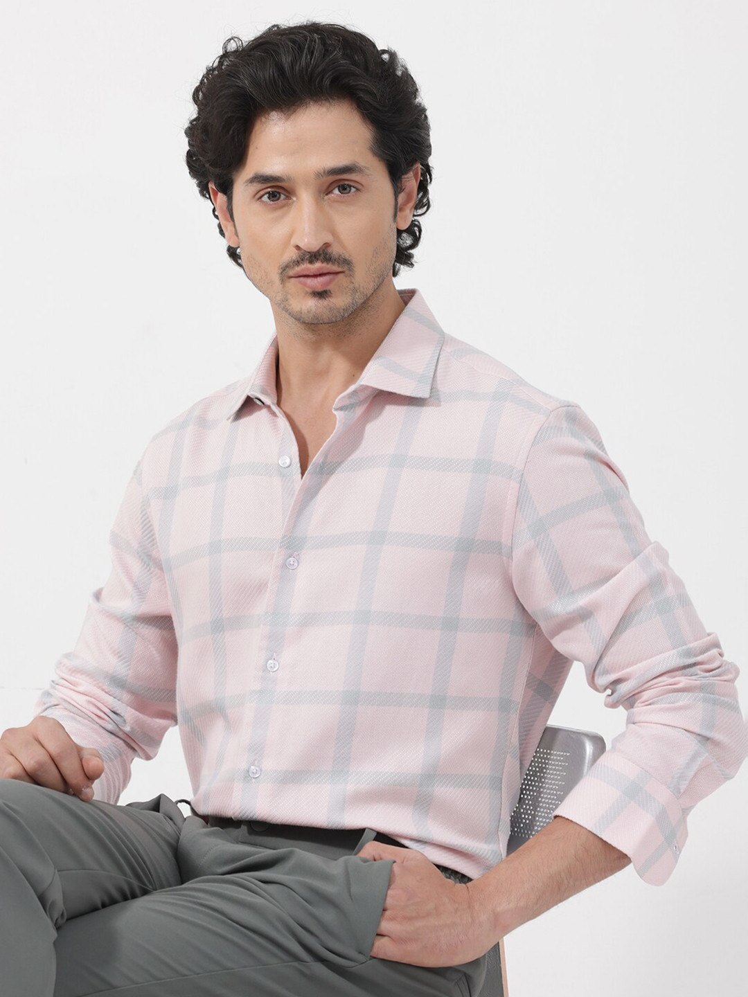 RARE RABBIT Men Pierce Regular Fit Classic Textured Shirt