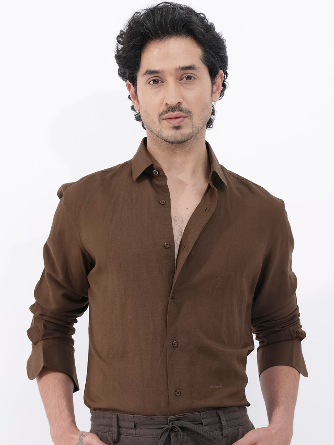 RARE RABBIT Men Throna Regular Fit Spread Collar Shirt