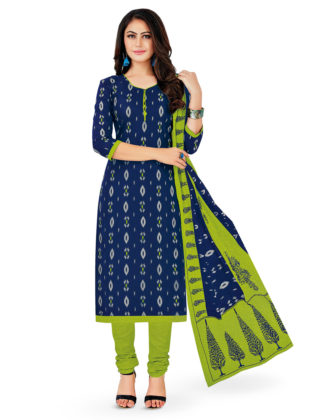 MIRAAN Printed Pure Cotton Unstitched Dress Material
