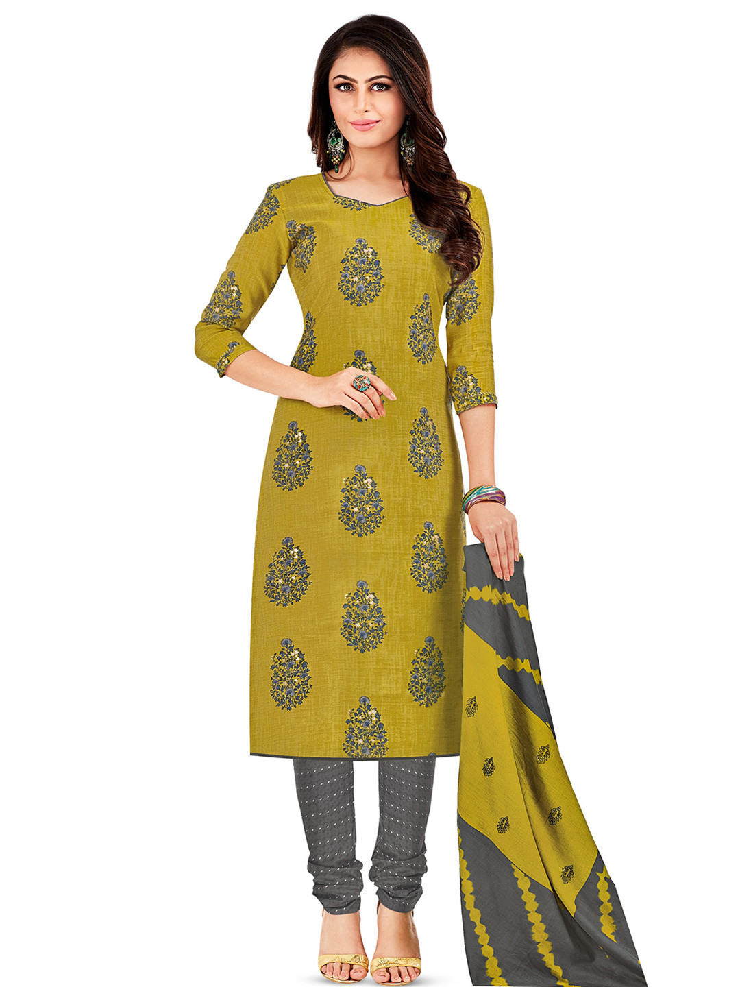 MIRAAN Printed Pure Cotton Unstitched Dress Material