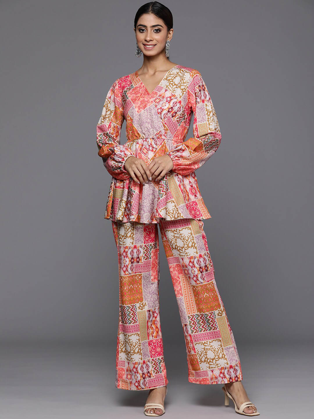 Varanga Printed Angrakha Tunic & Trouser Co-Ords