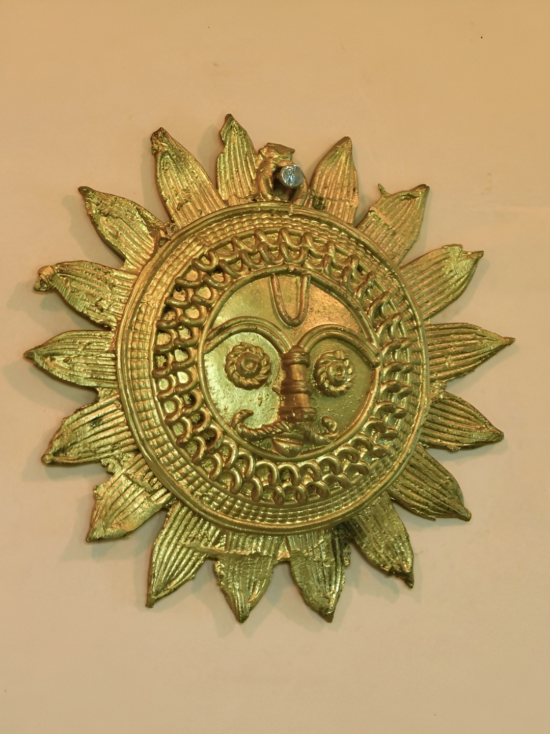 SOWPEACE Gold Toned Brass Dhokra Sunplate