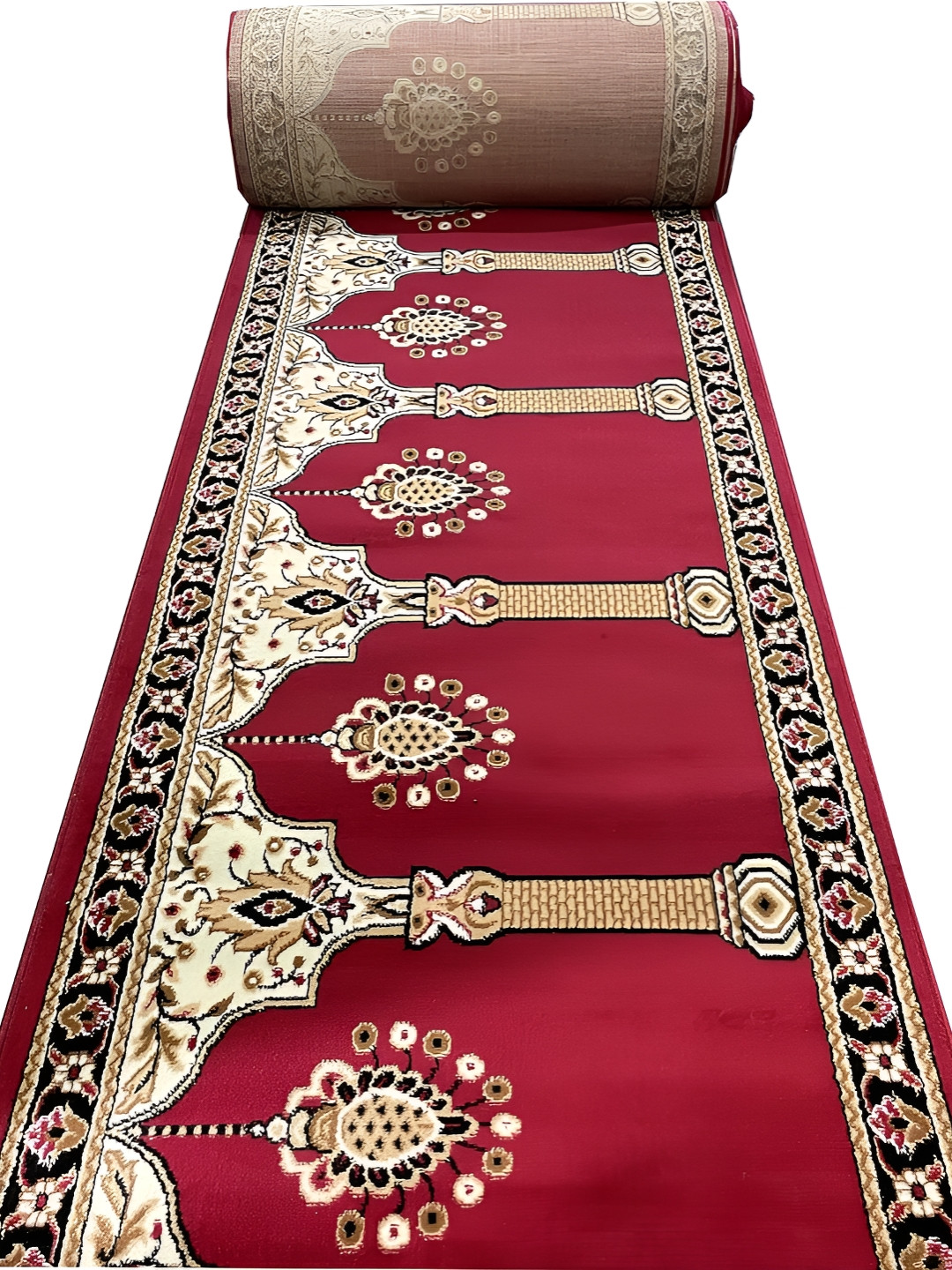 Asad Emporium Rugs Red & Beige Floral Anti-Skid Polypropylene Carpet