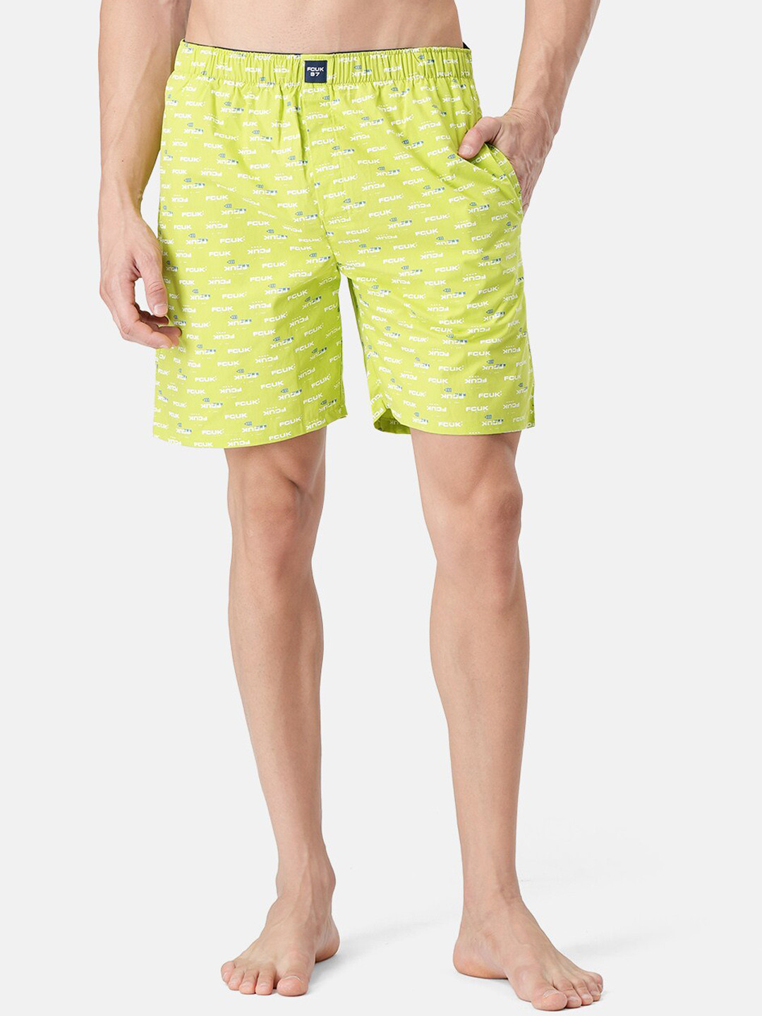 FCUK Printed Moisture Wicking Cotton Boxers LEY-01-GRN GL