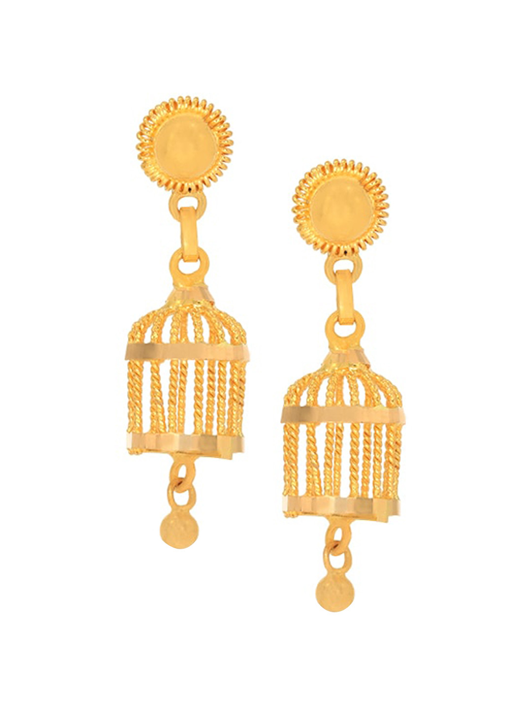 BHIMA Jewels 22K Hallmark 916 Purity Yellow Gold Cage Hanging Drop