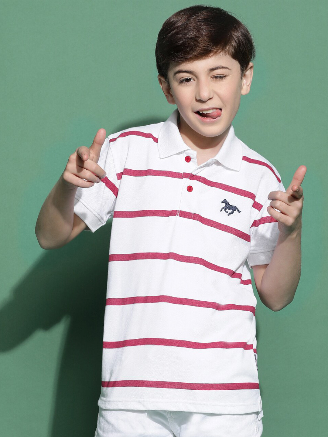 Lil Tomatoes Boys Striped Polo Collar T-shirt