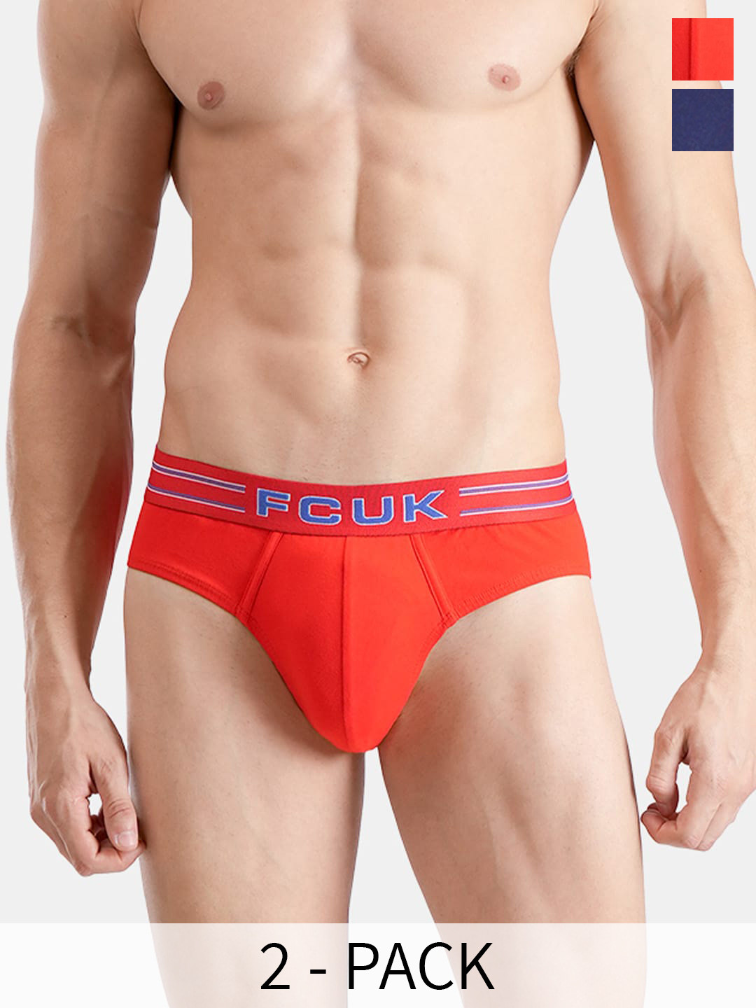 FCUK Pack Of 2 Printed Anti Bacterial Cotton Hipster Briefs GAL-B-02-MDBL-FRD