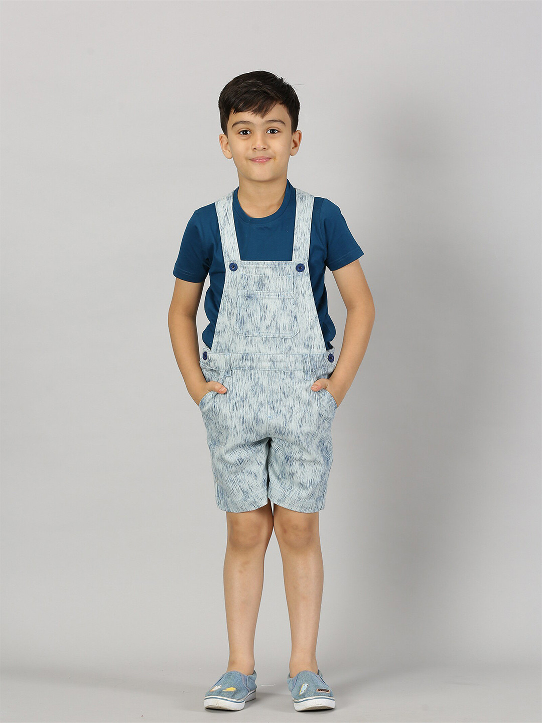 KiddoPanti Boys Round Neck T-shirt & Dungaree Set