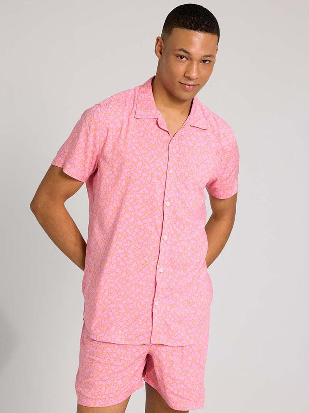 PURPLEMANGO THE FRUIT OF FASHION Abstract Printed Pure Cotton Slim Fit Shirt & Shorts