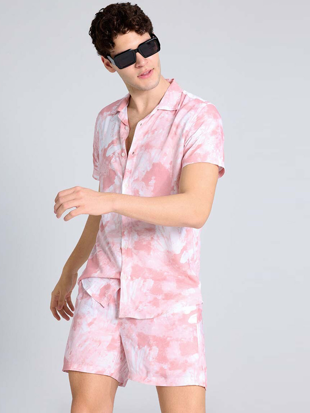 PURPLEMANGO THE FRUIT OF FASHION Abstract Printed Pure Cotton Slim Fit Shirt & Shorts