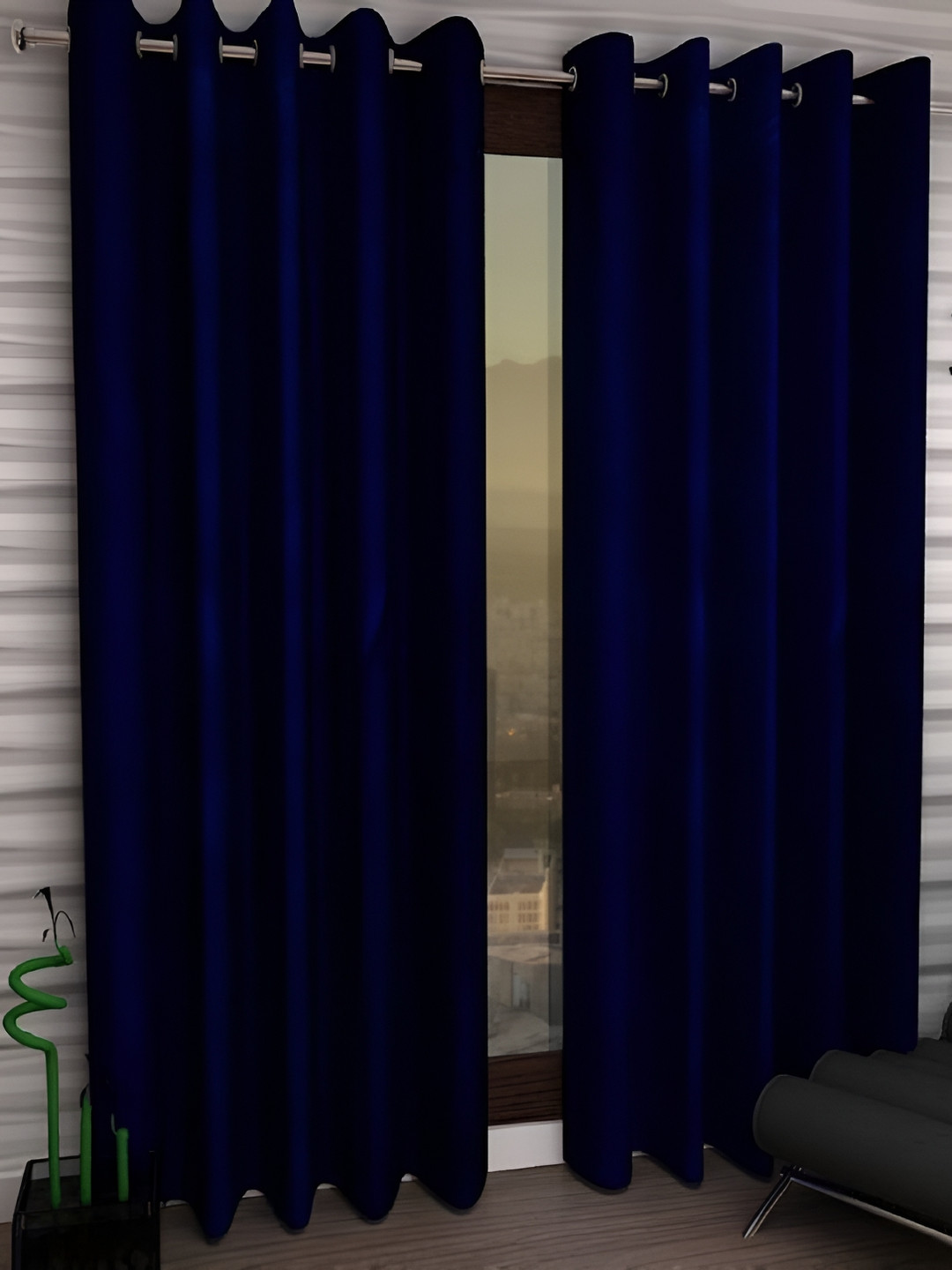 Panipat Textile Hub Blue 2 Pieces Window Curtain