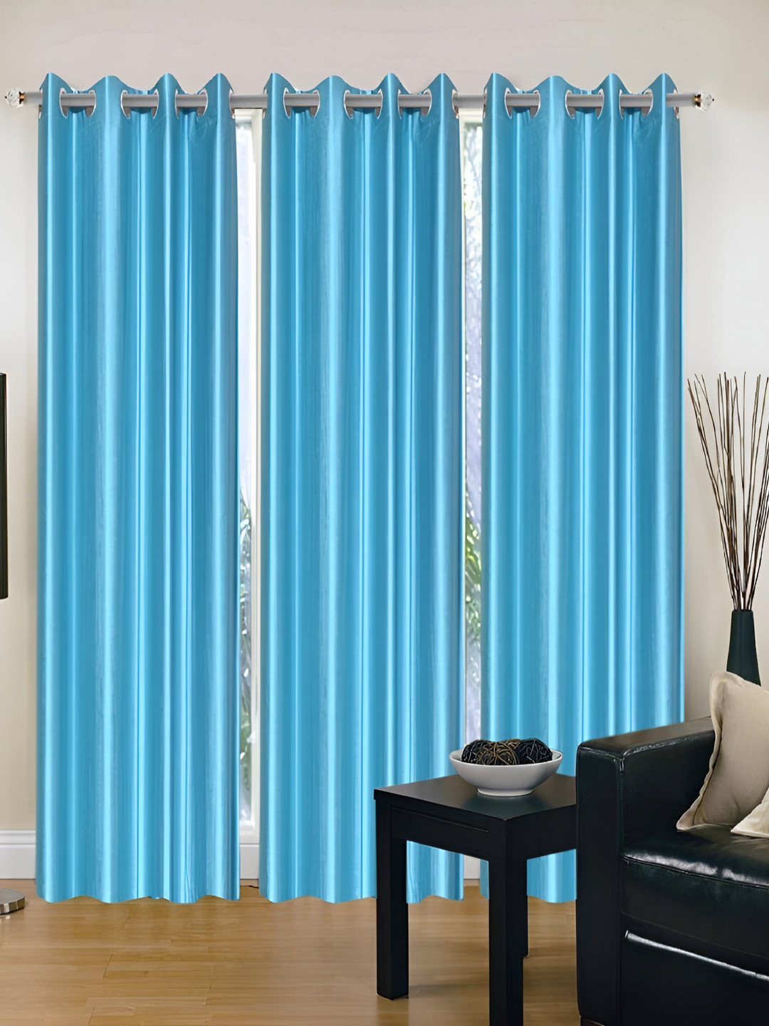 Panipat Textile Hub Blue 3 Pieces Door Curtain