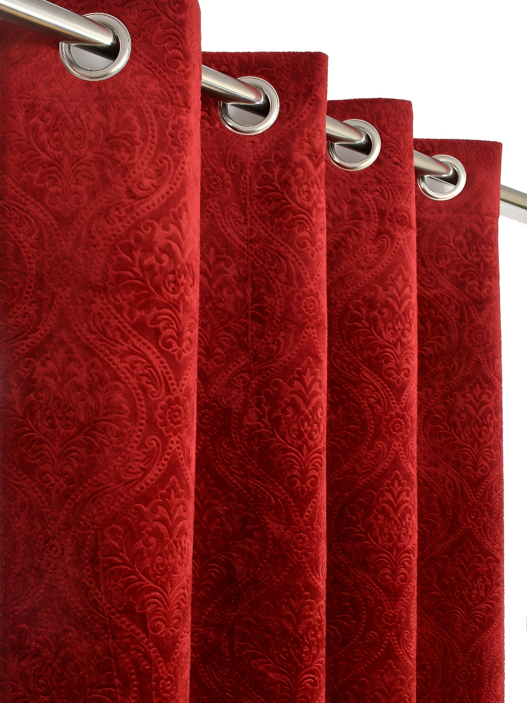 Panipat Textile Hub Maroon 2 pieces Abstract Room Darkening Door Curtain