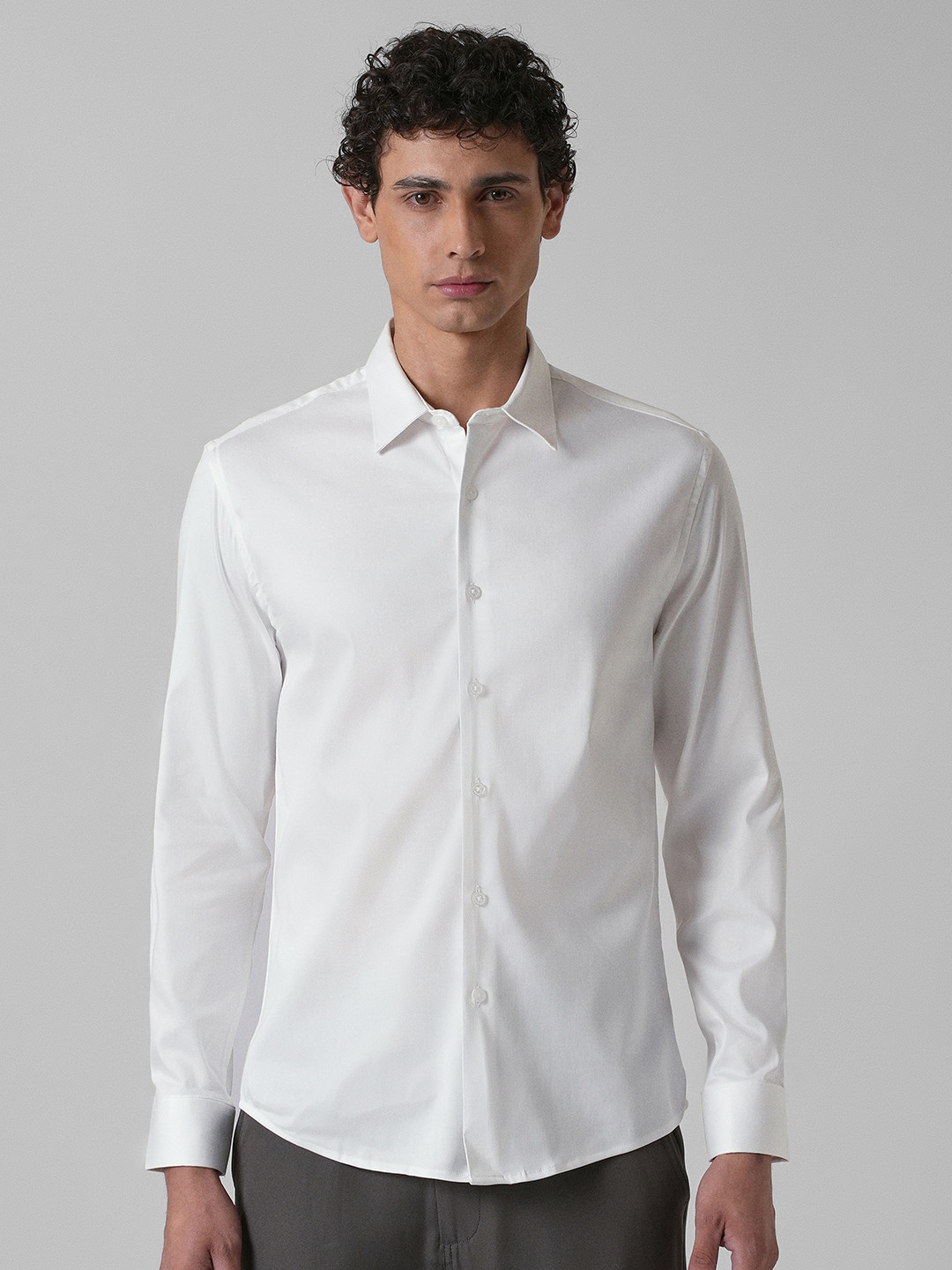 Banana Club Spread Collar Classic Slim Fit Opaque Casual Satin Shirt