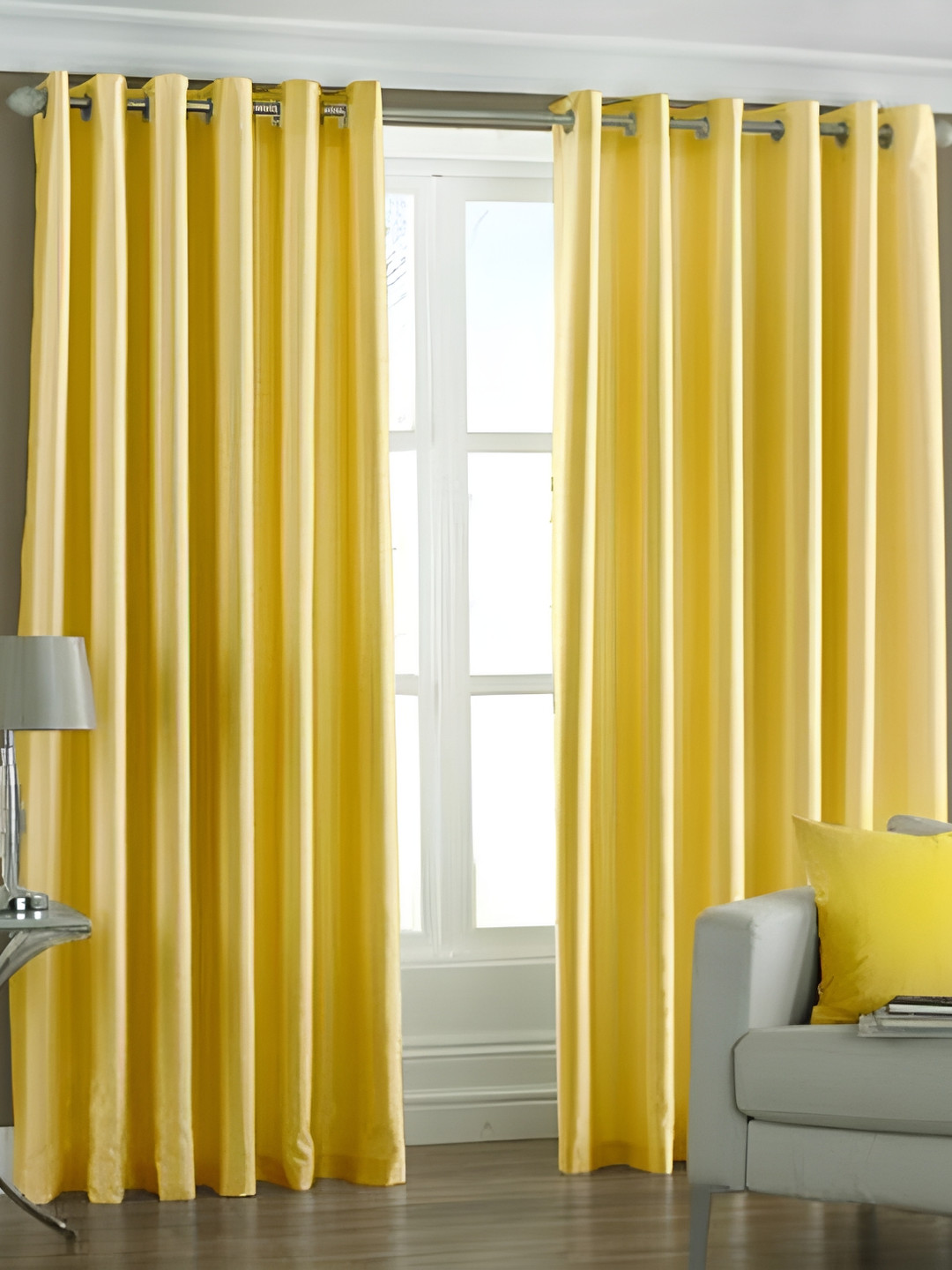 Panipat Textile Hub Yellow 2 Pieces Room Darkening Door Curtains