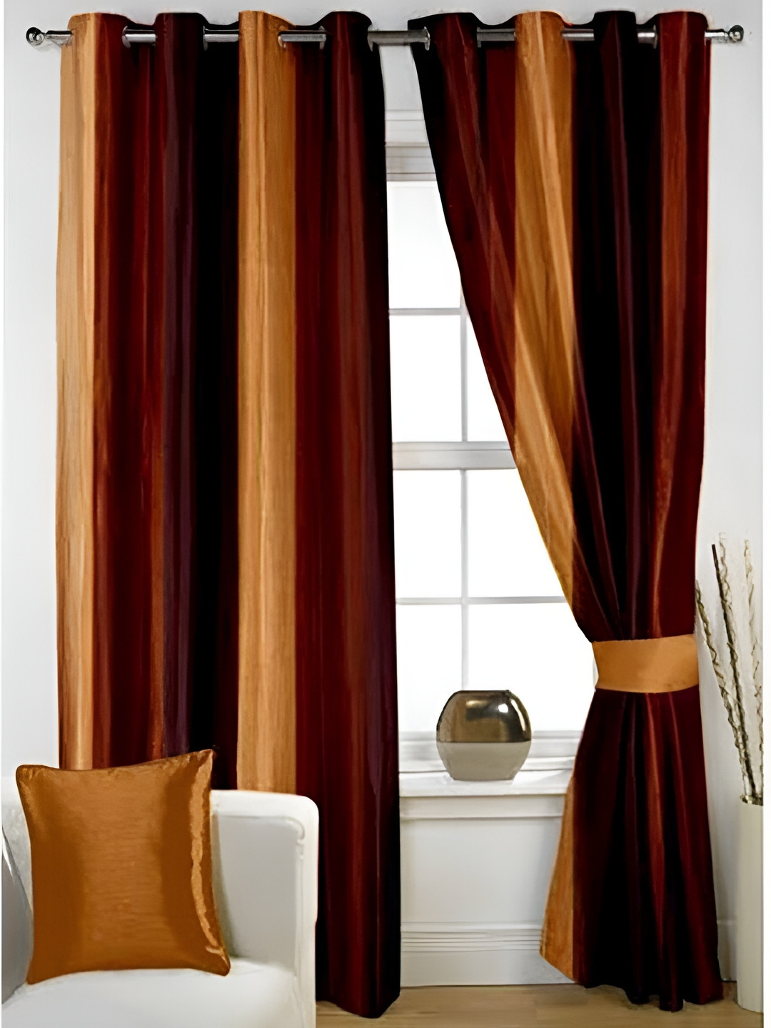 Panipat Textile Hub Brown 2 Pieces Black Out Long Door Curtains