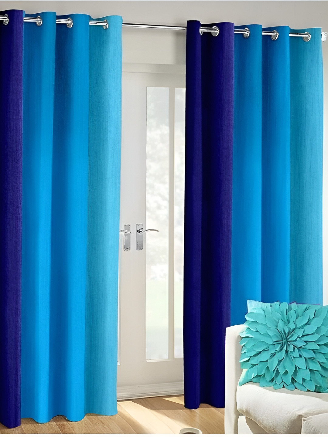 Panipat Textile Hub Blue 2 Pieces Blackout Window Curtains