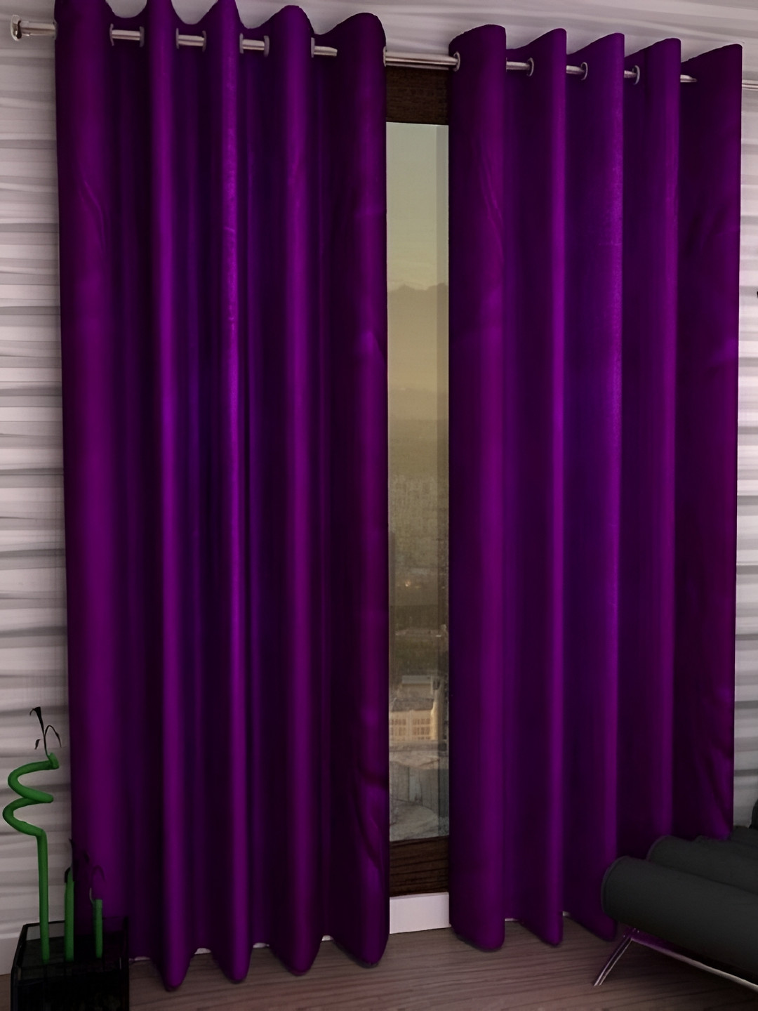 Panipat Textile Hub Purple 2 Pieces Window Curtain