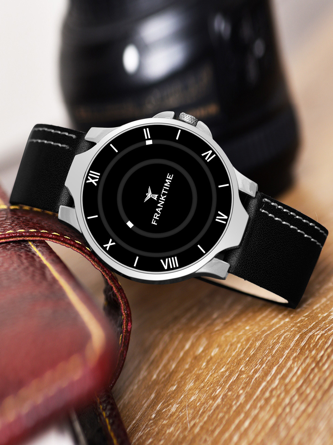 Franktime Men Embellished Dial Stainless Steel Straps Analogue Watch FT-0001