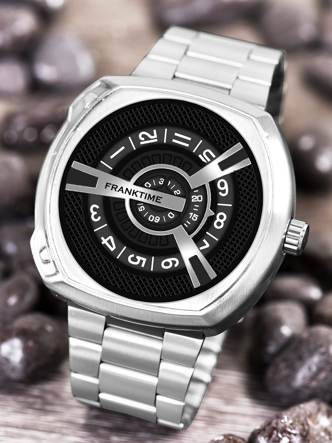 Franktime Men Stainless Steel Bracelet Style Straps Analogue Watch FT-0020 SL