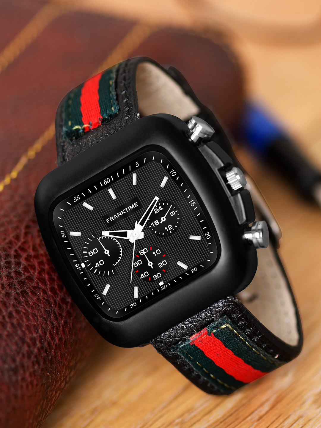 Franktime Men Dial Leather Bracelet Style Straps Analogue Watch FT-0002