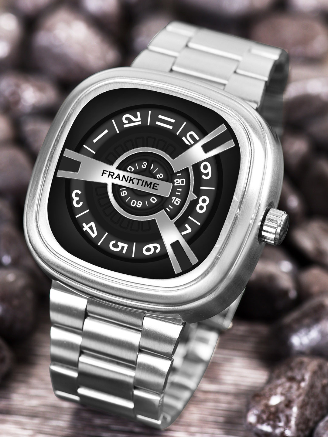 Franktime Men Stainless Steel Bracelet Style Straps Analogue Watch FT-0022 SL