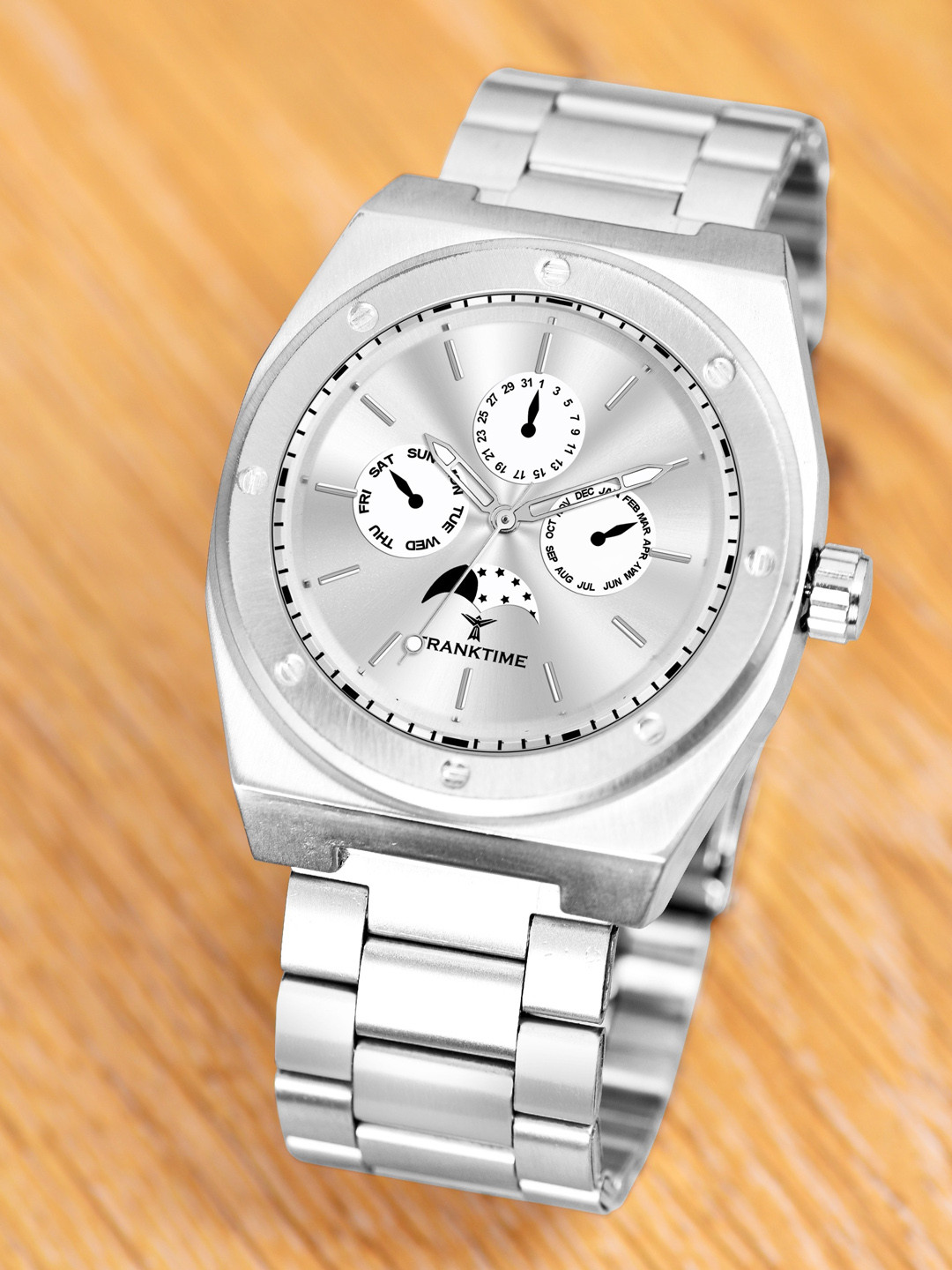 Franktime Men Printed Dial Stainless Steel Straps Analogue Watch FT-0005